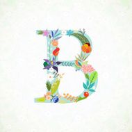 The letter B Bright floral element of colorful alphabet