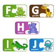 stickers alphabet animals from F to J N2