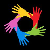 Colorful Five Hands Icon on black background N2