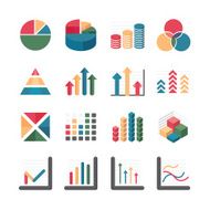 Graph chart Business and financial Icons set