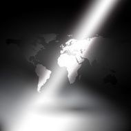 world map in rays of light background vector