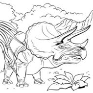 Triceratops dinosaur for coloring book - Illustration