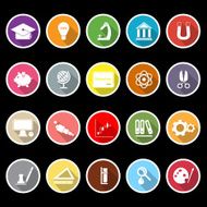Education icons with long shadow