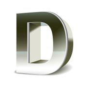 3d silver steel letter D N3