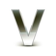 3d silver steel letter V N5