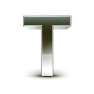 3d silver steel letter T N4