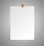 Vector sheet of paper with red push pin
