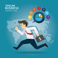 Concept of successful Timeline businessman cartoon run design