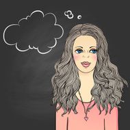 Girl standing against chalkboard