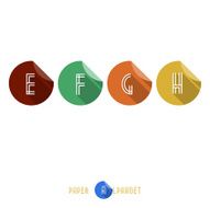 E F G H - Flat Design Paper Button Alphabet N2