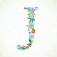 The letter J Bright floral element of colorful alphabet