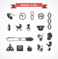 Pregnancy and birth icon set