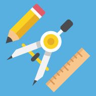 Vector Drawing Compass Pencil and Ruler Icon Web Design Concept N2