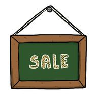 hanging board with word SALE