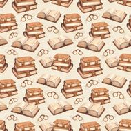 Watercolor vintage books illustration Seamless pattern N2