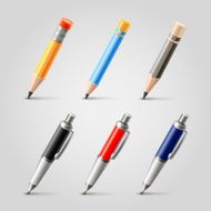 Vector pen and pencil icons set