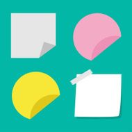 Adhesive paper notes and tag set Template Flat design style