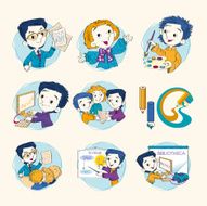 Children - schoolboys in different situations illustration N2