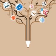 with education icons and banner of the pencil N6