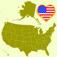 USA map and heart