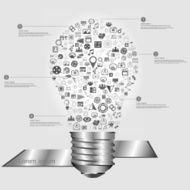 Light bulb social media with Gray education icon