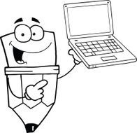 Black and White Pencil Holding Up A Laptop