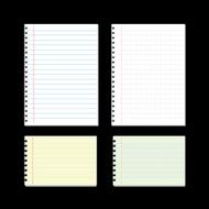 Sheet of lined papers on black background