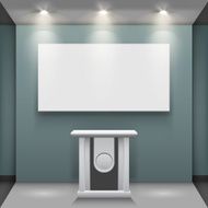 Room with tribune and white screen N2