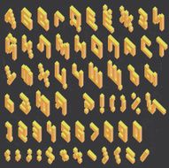 Cyrillic alphabet in isometric style