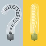Question and exclamation mark lightbulbs