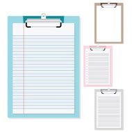 Set of plastic clipboard with paper