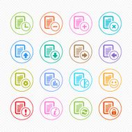 Clipboard line color icons set # Vector illustration