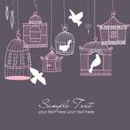 Retro Floral and Birdcage Design