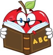 Smiling Apple Teacher Character Reading A Book N2