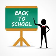 Man points back to school word on green board N2