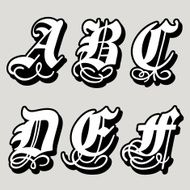 Gothic alphabet letters a b c d e f N2