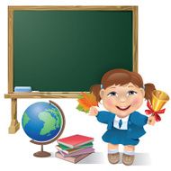 School board girl and globe