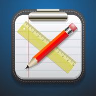 notepad pencil and ruler icon