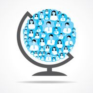 Group of female and male icons make a globe N2
