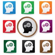 Gears brain symbol Color buttons vector