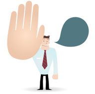 Gesturing(Hand Sign) Businessman( teacher ) showing stop! ( Hold On! No!