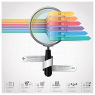 Global Business And Financial Infographic With Magnifying Glass Arrow Diagram