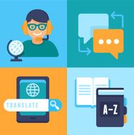 Vector flat icons - translation and language N2