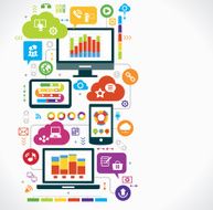 Flat design background the communications in a global computer network N2