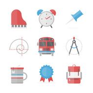 School objects flat icons set