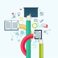 Flat line design concept for education