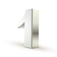 3d shiny silver number 1