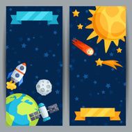 Vertical banners with solar system and planets N2