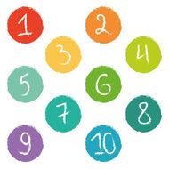 Set of ten colorful numerical circles