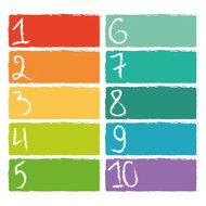 Set of ten colorful numerical rectangles